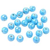 Perle de Porcelaine Lisse Bleue Turquoise 6 mm (Par Lot de 10 Perles)