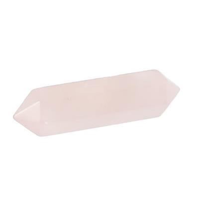 Pointe d'Acupuncture et de Massage en Quartz Rose bi terminée (32x8 mm)