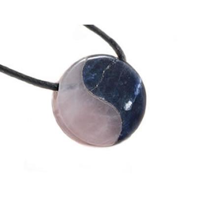 Pendentif Yin Yang Pierre Sodalite et Quartz Rose (2 cm) 