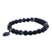 Bracelet Gourmette en Sodalite perles de 8 mm et Coeur 12 mm