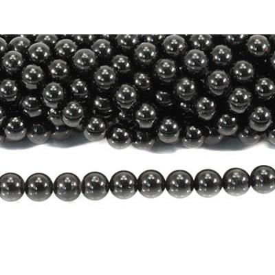 Tourmaline Noire Perle Ronde Lisse Percée 4 mm (Lot de 20 perles)
