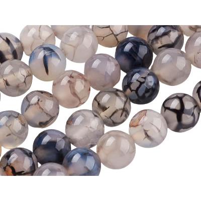 Agate Veine de Dragon Perle Ronde Lisse Percée 8 mm (Lot de 10 perles)