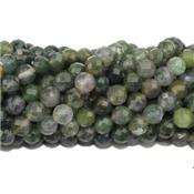 Agate Mousse Perle Ronde Facettée Percée 8 mm - 64 Facettes (Lot de 10 perles)