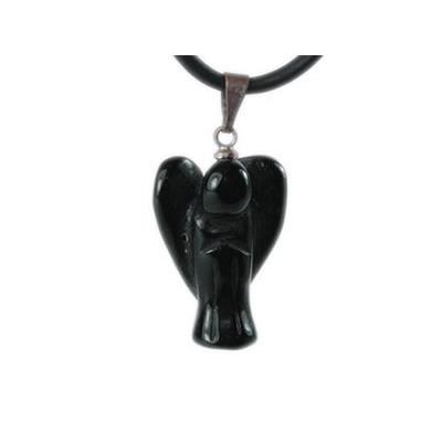 Pendentif Ange en pierre d'Agate Noire (2 cm)