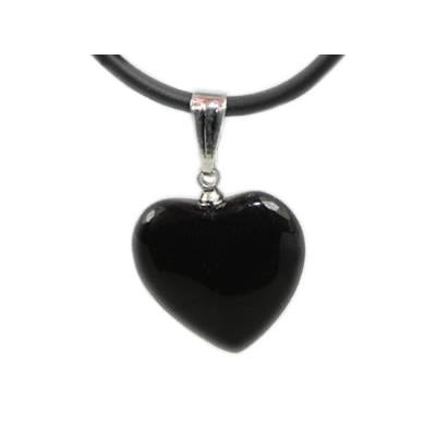 Pendentif Coeur en Agate Noire (1,8 cm)