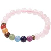 Bracelet Quartz Rose Antique 7 Chakras en Pierre Boule de 8 mm