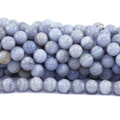 Calcédoine Bleue Perle Ronde Lisse Percée 8 mm (Lot de 10 perles)
