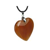 Pendentif Coeur en Cornaline (4 cm Bélière Argentée)