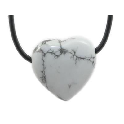 Pendentif Coeur Howlite - 25x25x10 mm - sans métal