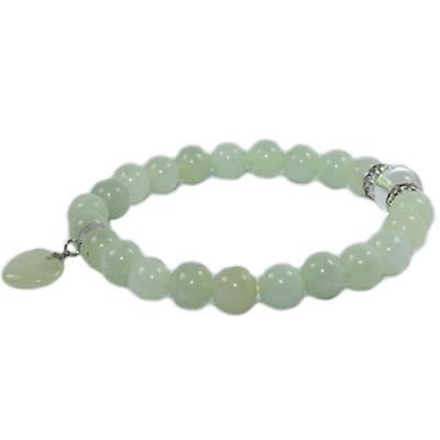 Bracelet en Jade - Pierres Boules de 8 mm et Coeur 12 mm