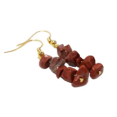 Boucles d'Oreilles en Jaspe Rouge style Baroque