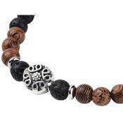 Bracelets Duo en Pierre de Lave et Bois Perles de 6 mm