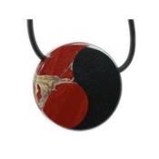 Pendentif Yin Yang Pierre Jaspe Rouge et Hématite (3 cm) 