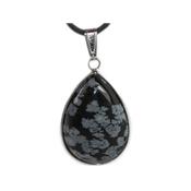 Pendentif en Obsidienne Neige Goutte cerclée