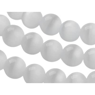 Perle Blanche Oeil de Chat en verre 6 mm (Par Lot de 10 Perles)