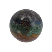 Boule en Orgonite 7 Chakras (6 cm env.) avec socle