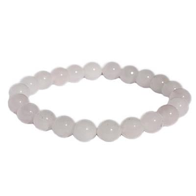 Bracelet Quartz Rose en Pierre Boule de 8 mm