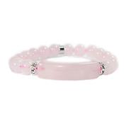 Bracelet Gourmette en Quartz Rose - Pierres Boules de 8 mm et Coeur 12 mm