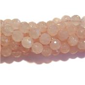 Quartz Rose Perle Ronde Facettée Percée 8 mm - 64 Facettes (Lot de 10 perles)