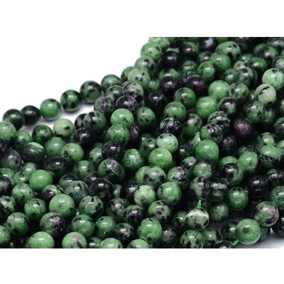 Rubis sur Zoïsite Perle Ronde Lisse Percée 8 mm (Lot de 10 perles)