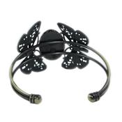 Bracelet Papillon en Tourmaline Noire Cabochon Ovale 25x18 mm Romantic