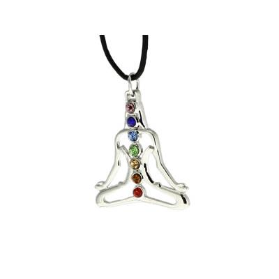 Pendentif Bouddha Kundalini-Yogi 7 Chakras (Zircone)