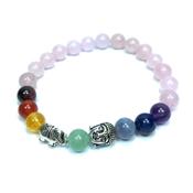 Bracelet Quartz Rose 7 Chakras en Pierre Boule de 8 mm et intercalaires