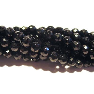 Agate Noire Perle Facettée Percée 8 mm - 64 Facettes (Lot de 10 perles)