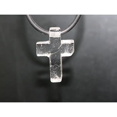 Pendentif Croix Latine en Cristal de Roche - 25x18 mm - sans métal