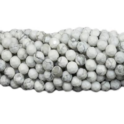 Howlite Blanche Perle Facettée Percée 6 mm - 64 Facettes (Lot de 20 perles)
