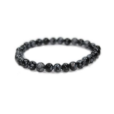 Bracelet Obsidienne Neige en Pierre Boule de 6 mm