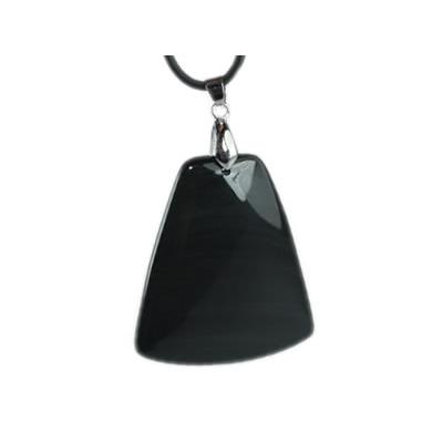 Pendentif d'Obsidienne Oeil Céleste pierre plate Trapezoid