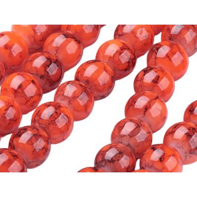 Perle en Verre Orange Marbrée 6 mm (Par Lot de 10 Perles)