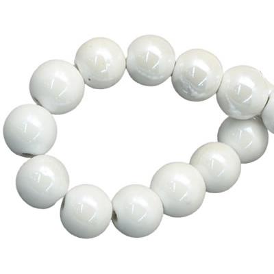 Perle de Porcelaine Blanche 8 mm (Par Lot de 5 Perles)