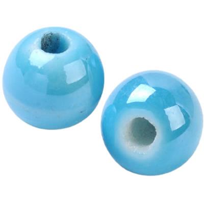 Perle de Porcelaine Lisse Bleue Turquoise 8 mm (Par Lot de 5 Perles)