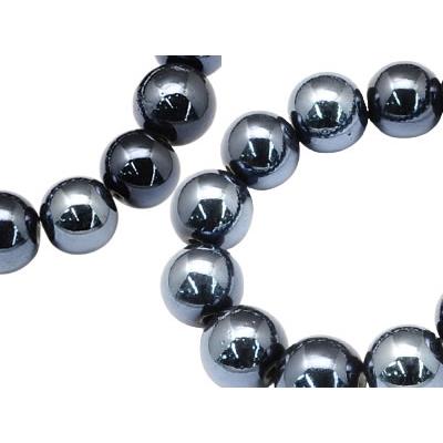 Perle de Porcelaine Lisse Noire 8 mm (Par Lot de 5 Perles)