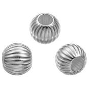 Perle Ronde avec Rainures 6 mm en Argent 925 (Lot de 5 perles)