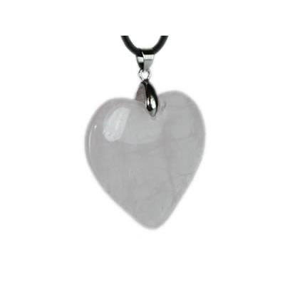 Pendentif Coeur en Quartz Rose (4 cm Bélière Argentée)