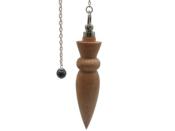Pendule Artisanal Egyptien de Radiesthésie en bois de Tilleul et chaînette en métal argenté - Pièce unique numéro PRBTILLEUL-001