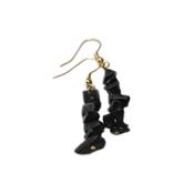 Boucles d'Oreilles en Agate Noire style Baroque