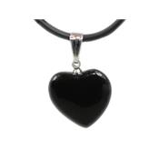 Pendentif Coeur en Agate Noire ou Onyx Noir (1,8 cm)