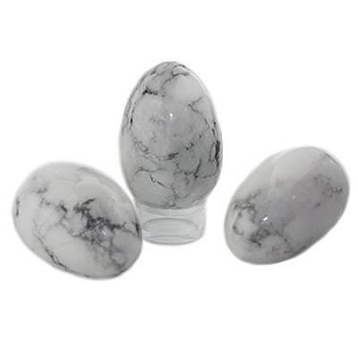 Oeuf en Pierre d'Howlite Blanche (5 cm) avec socle