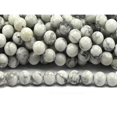 Howlite Blanche Perle Ronde Lisse Percée 8 mm (Lot de 10 perles)