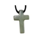 Pendentif Croix Latine en Jade de Chine - 25x18 mm