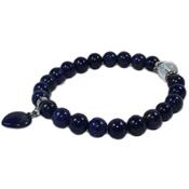 Bracelet en Lapis Lazuli - Pierres Boules de 8 mm et Coeur 12 mm