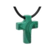 Pendentif Croix Latine en Malachite - 25x18 mm