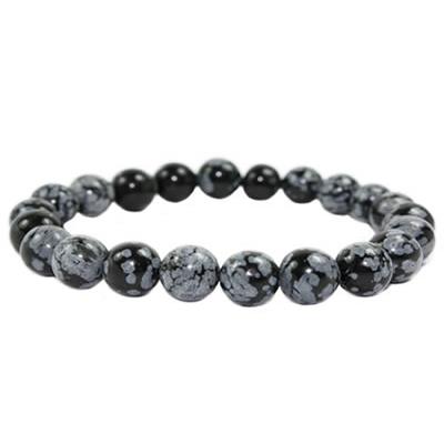 Bracelet Obsidienne Neige en Pierre Boule de 8 mm