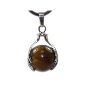 Pendentif Boule en Oeil de Tigre Entre les mains (2,7x1,8 cm) 