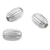 Perle Ovale avec Rainures 4,6x3 mm en Argent 925 (Lot de 5 perles)