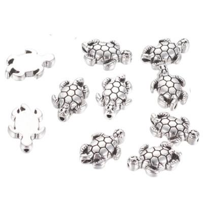 Lot De 10 Perles Tortues En Argent Tibétain – 13x9 Mm – Argenté – Neuf Pour Création De Bijoux
